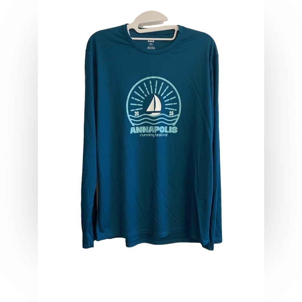 Under Armour Long Sleeve Running Shirt Blue & White Medium - Picture 2 of 6